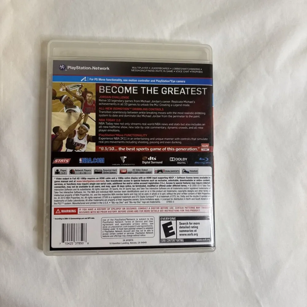 2K Sports NBA 2K11 PlayStation 3 One Size White Excellent‎ Michael Jordan PS3